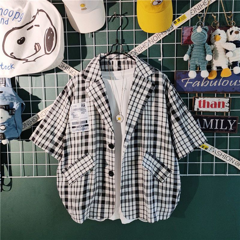 ハイファッションセンス チェック柄  カジュアル 半袖シャツ