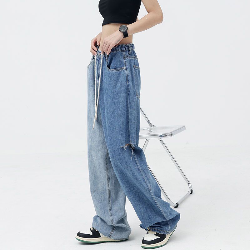 ユニークなデザイン コントラストカラー カジュアル ジーンズ