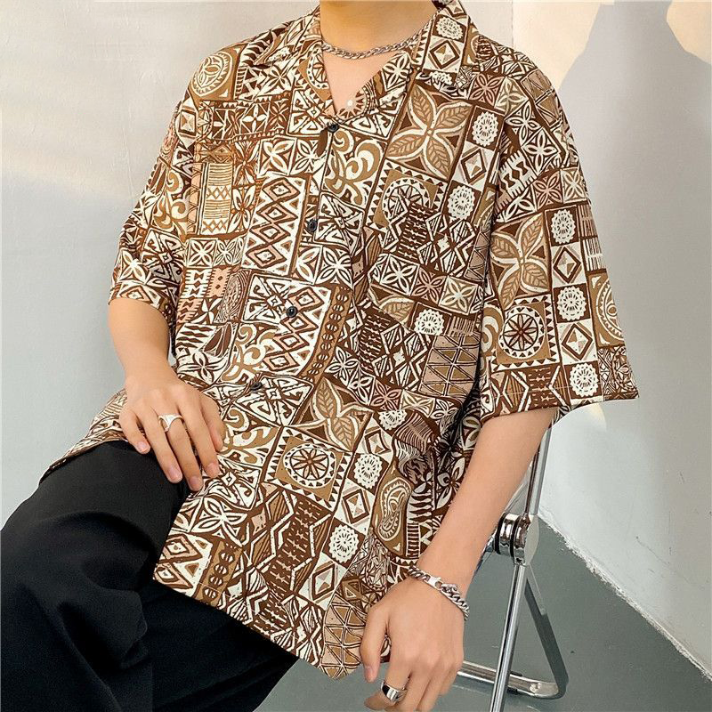 ユニークなデザイン ヴィンテージスタイル カジュアル 半袖シャツ