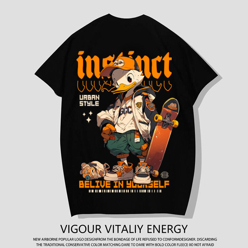 欧米 ストリートスタイル 超カッコイイ カートゥーン 半袖シャツ