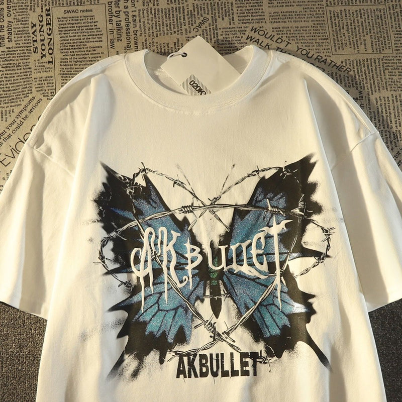 アメリカンスタイル 超カッコイイ 蝶 カジュアル 半袖シャツ