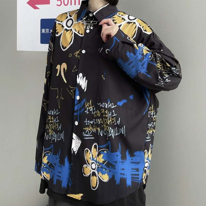 INS落書き風  カジュアル ファッション シャツ