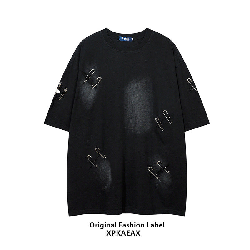 ユニークなデザイン ハイストリートスタイル ペーパークリップ 半袖シャツ