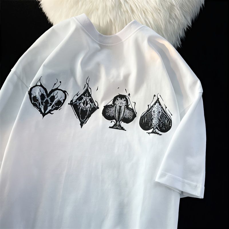 ins映えレトロどくろ半袖シャツ