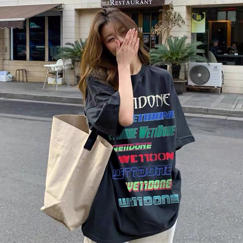 欧米ハイストリートスタイル 英語 半袖シャツ