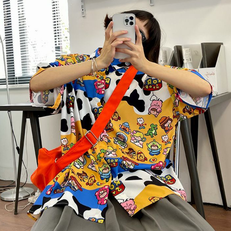 人気爆発 かわいい漫画 カジュアル 半袖シャツ