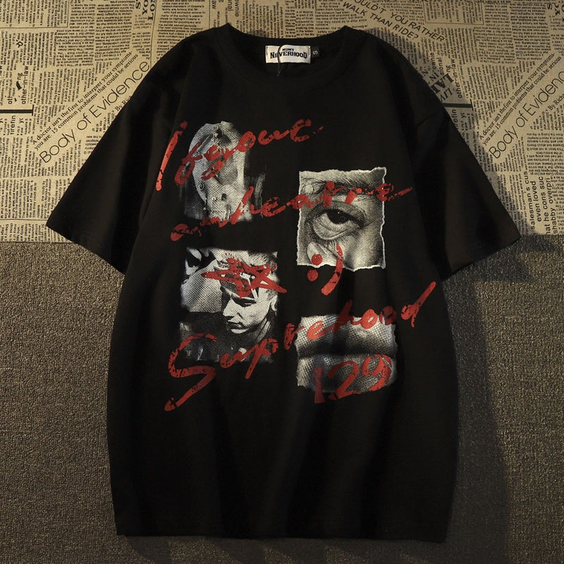 アメリカンスタイル  レトロ  ヒップホップ風 半袖シャツ