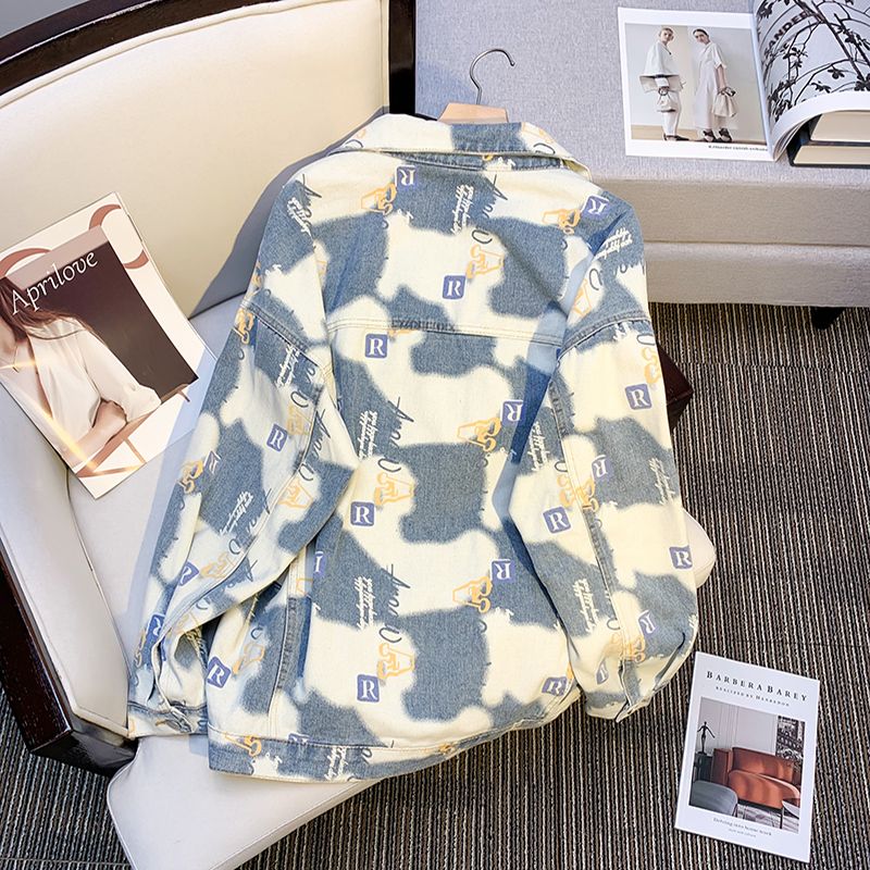 人気爆発 アメリカンファッション 絞り染め風 デニムジャケット