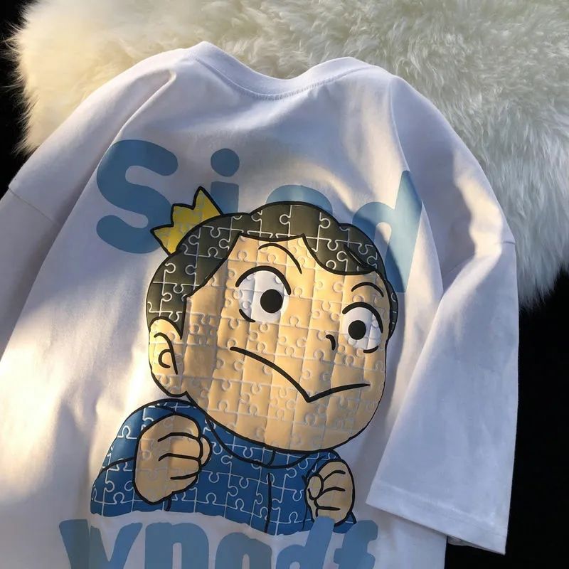 純粋な綿素材  ジグソーパズル かわいいアニメ 半袖シャツ