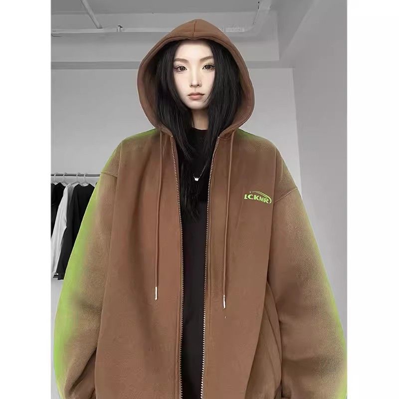 アメリカンスタイル ハイファッションセンス コントラストカラー フード付きパ コート