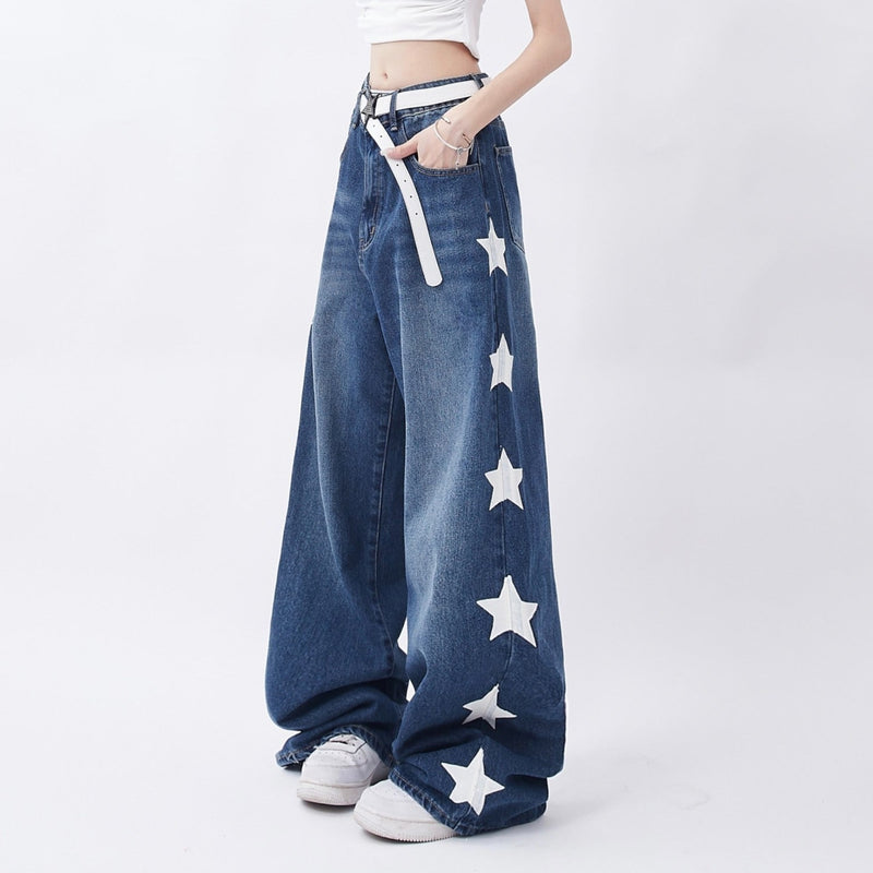 超カッコイイ トレンドブランド 星 ワイドパンツ ジーンズ