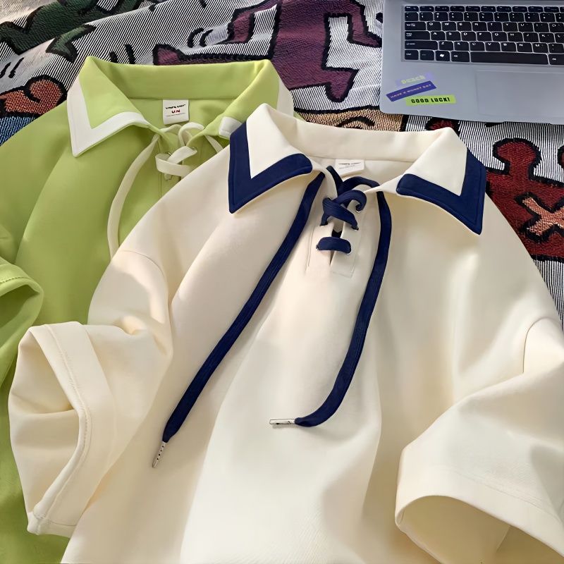 INS フレッシュなプレッピースタイル カジュアル 半袖シャツ