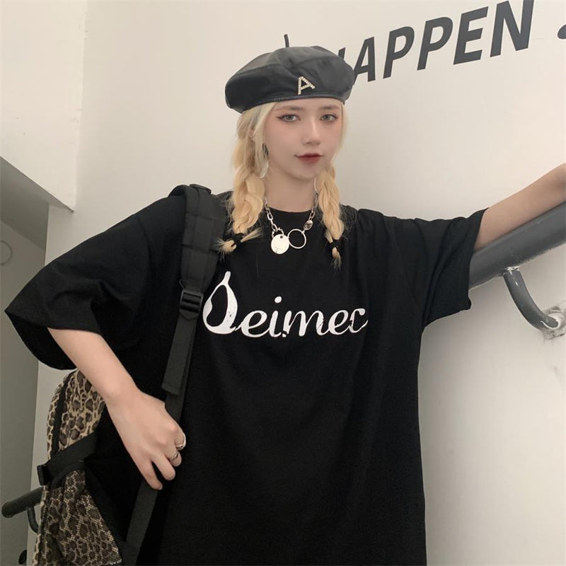 人気爆発 だるいスタイル 英語プリント 半袖シャツ