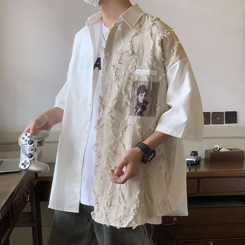 ハイストリートスタイル スプライシング風 韓国ファッションパーカー シャツ コート