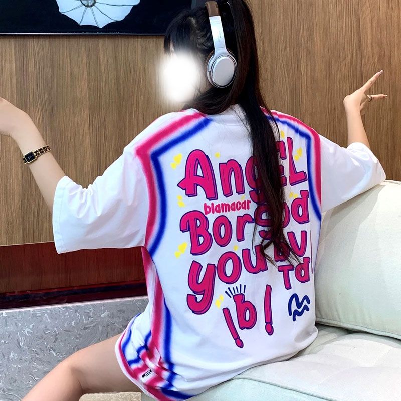 若々しい活力 コントラストカラー 英語 半袖シャツ