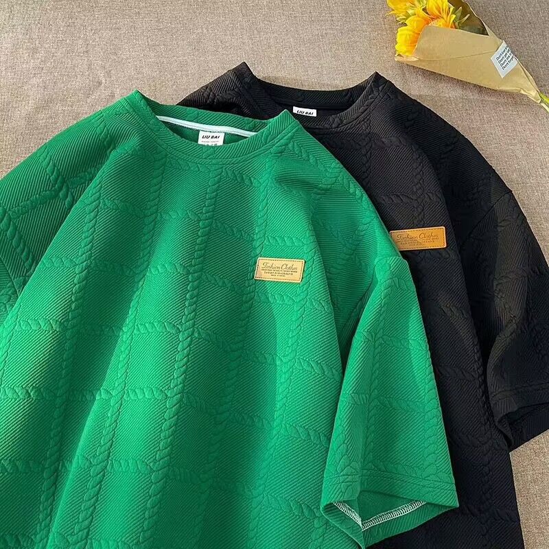 INS カジュアル ワッフル 韓国ファッション 半袖シャツ