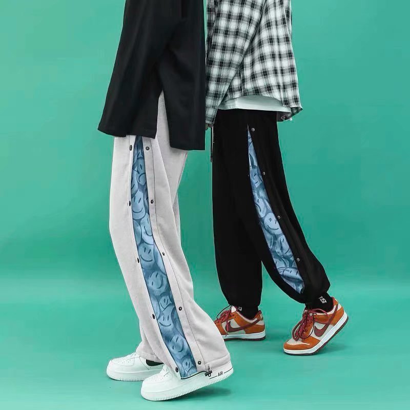 超カッコイイ スマイリーフェイスのパターン カジュアルパンツ