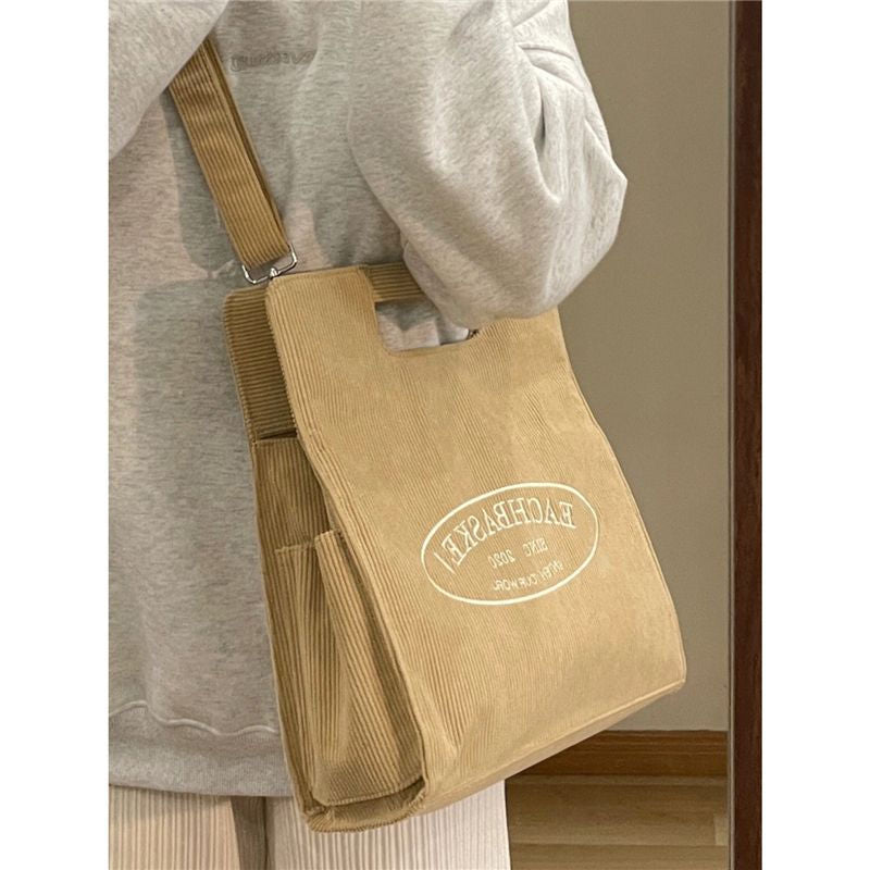 INS大人气 コーデュロイアメリカンスタイル メッセンジャーバッグ