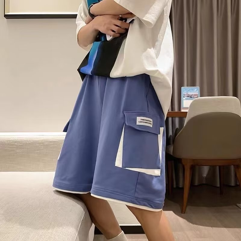 韓国ファッション コントラストカラー カジュアル ショットパンツ