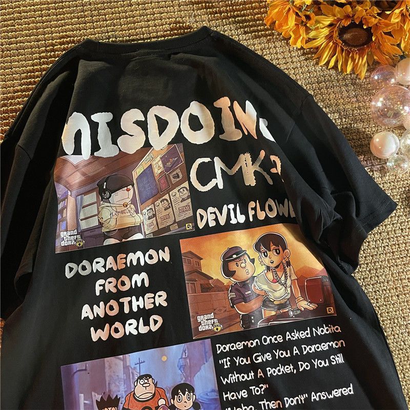 ユニークなデザイン 面白い漫画アート カジュアル 半袖シャツ