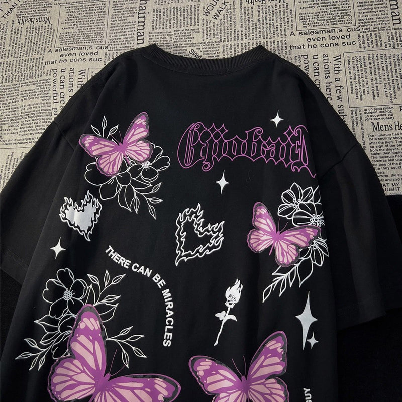 ハイストリートスタイル カジュアル 蝶 半袖シャツ