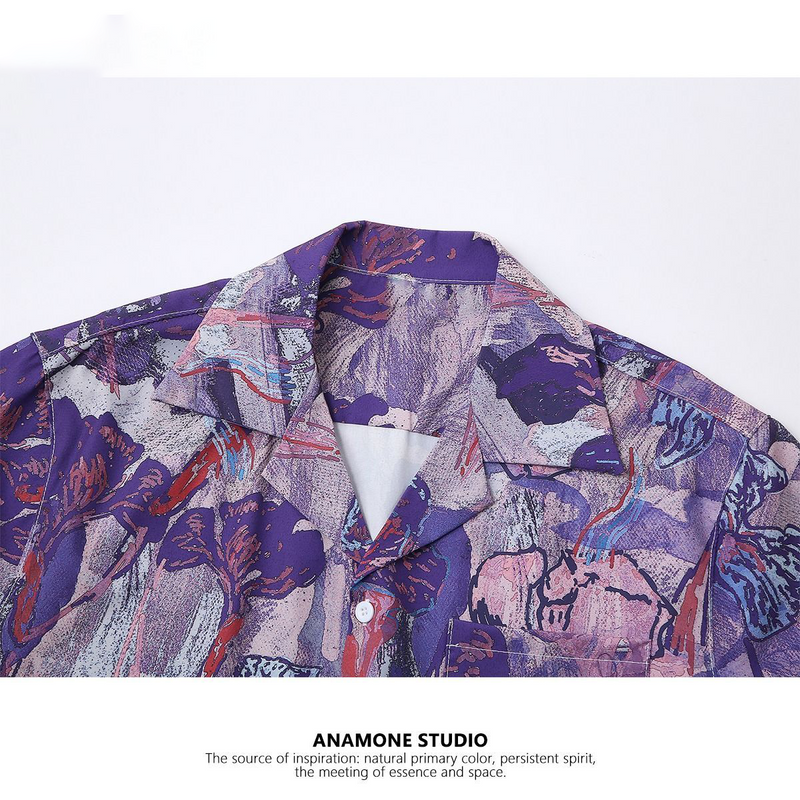 ハイファッションセンス 超カッコイイ 抽象芸術 カジュアル 半袖シャツ