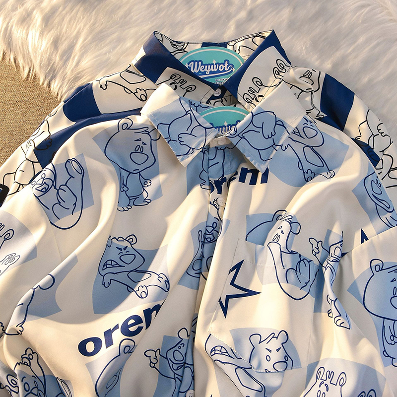 INS大人气 面白いかわいいクマ カジュアル 半袖シャツ