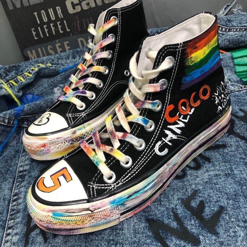 人気爆発 落書き風 韓国ファッションキャンバスシューズ