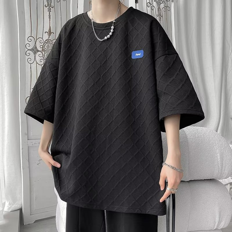 チェック柄 カジュアル ワッフル 半袖シャツ