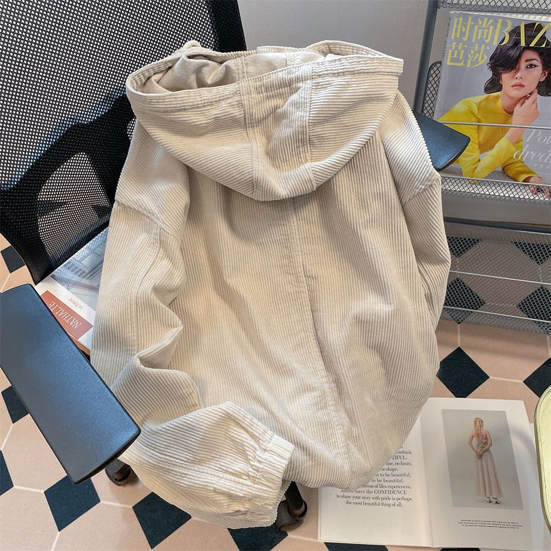 OVERSIZE  韓国ファッション カジュアル コーデュロイ パーカー
