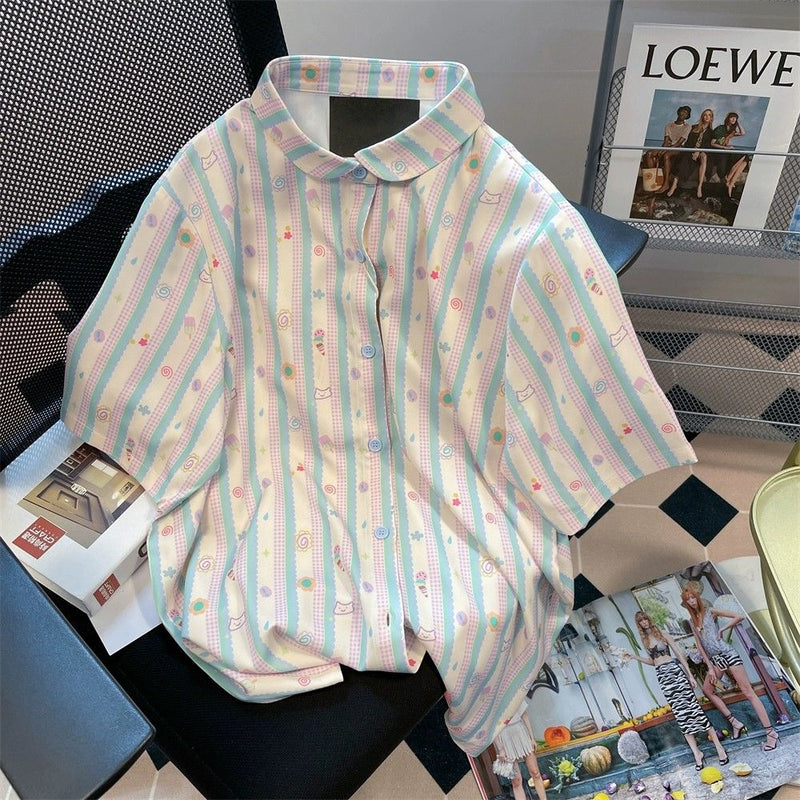 INS大人气 かわいいスタイル カジュアル 半袖シャツ