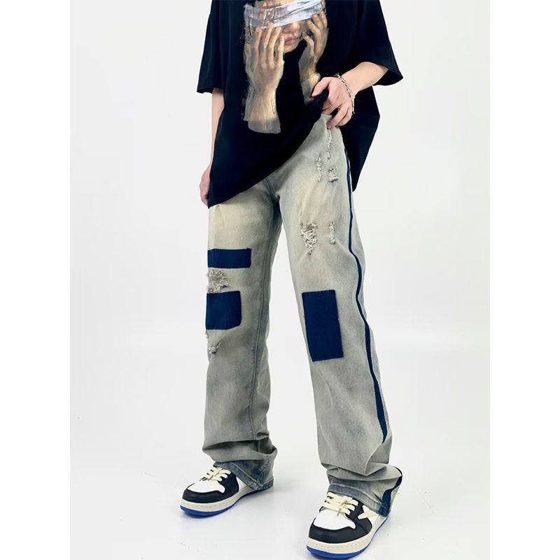 人気商品 レトロ ウォッシュ加工を施したダメージスタイル ジーンズ