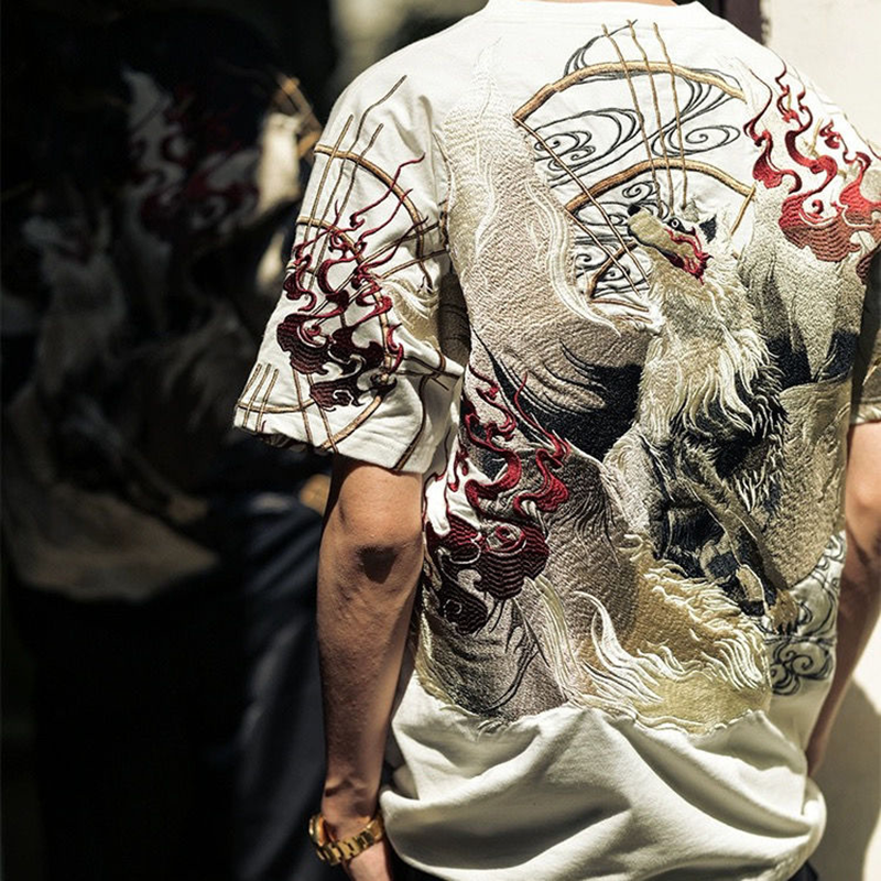 九尾の狐 カジュアル ファッション 半袖シャツ