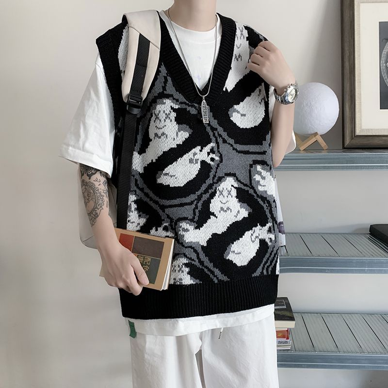 可愛い  小さな幽霊  カートゥーン カジュアル ニット タンクトップ