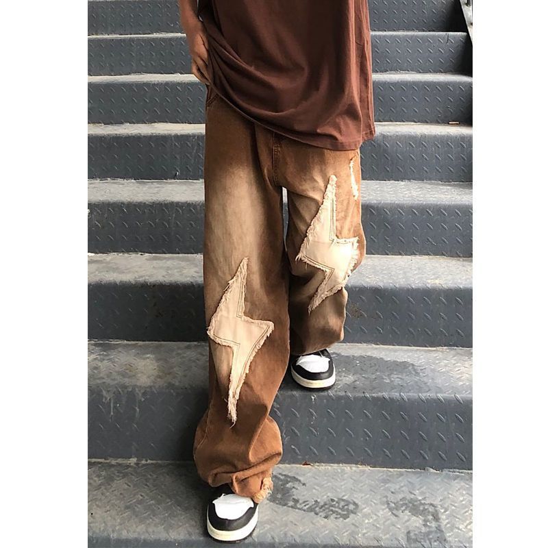 グラデーション アメリカンスタイル 稲妻 ジーンズ