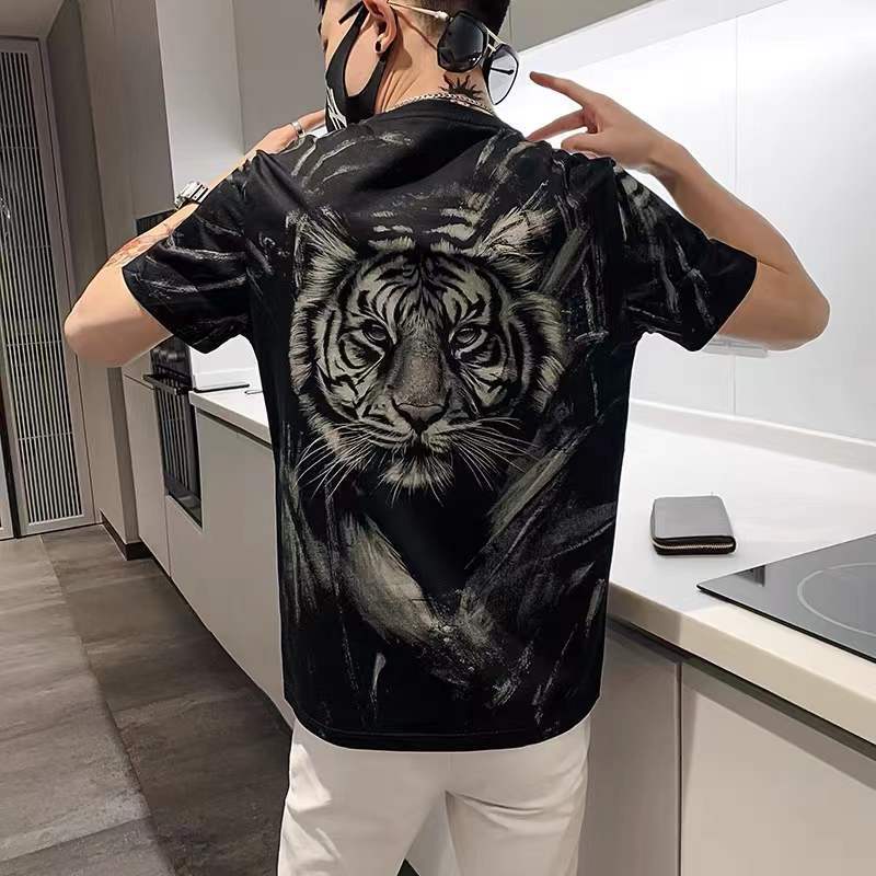 韓国ファッション 虎 人気爆発 超カッコイイ 半袖シャツ
