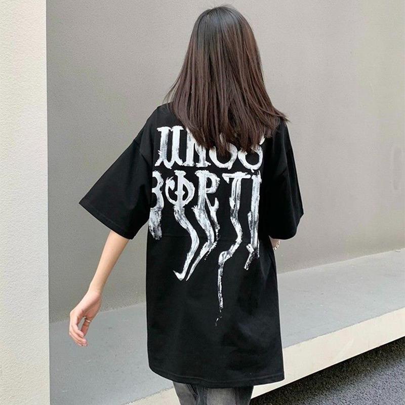 アメリカンハイストリートスタイル 純粋な綿素材 落書き風 蝶 半袖シャツ