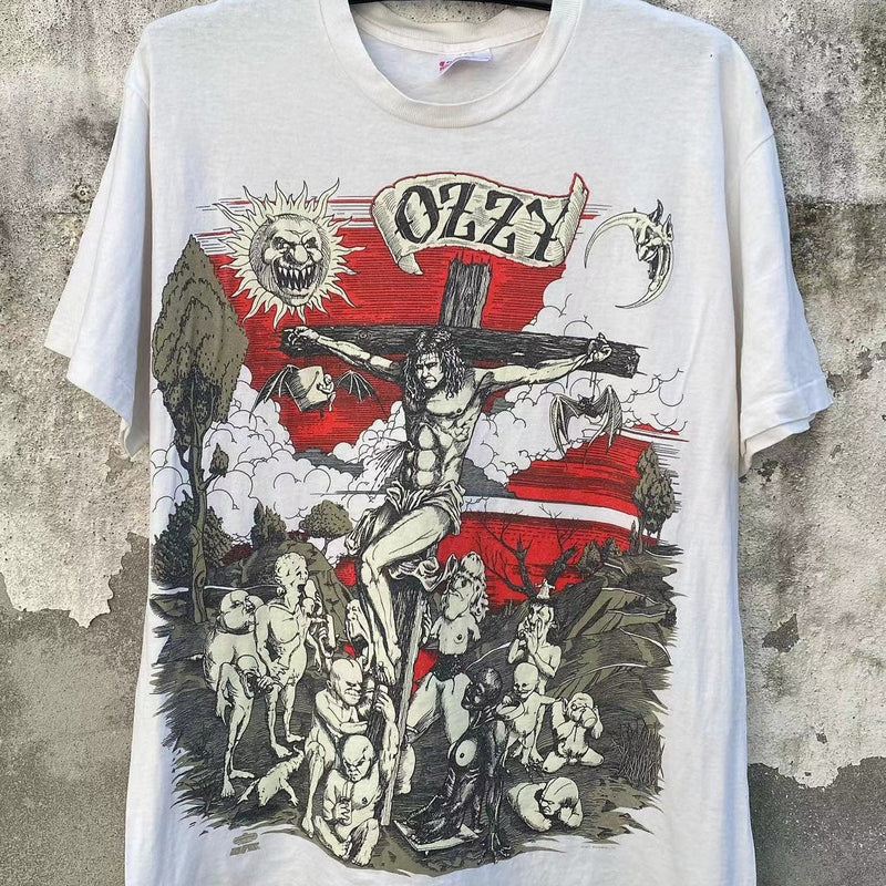 ハイストリートスタイル グロテスクプリント模様 半袖シャツ