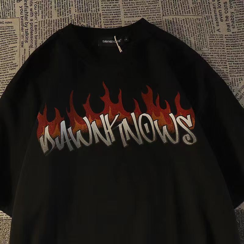 ハイストリートスタイル 炎のサイコロ 半袖シャツ