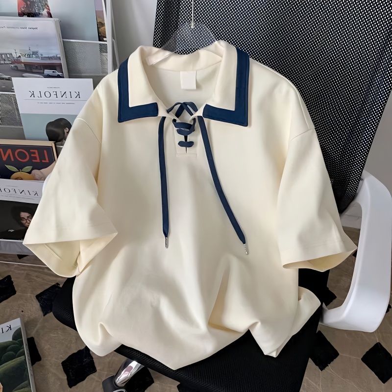 INS フレッシュなプレッピースタイル カジュアル 半袖シャツ