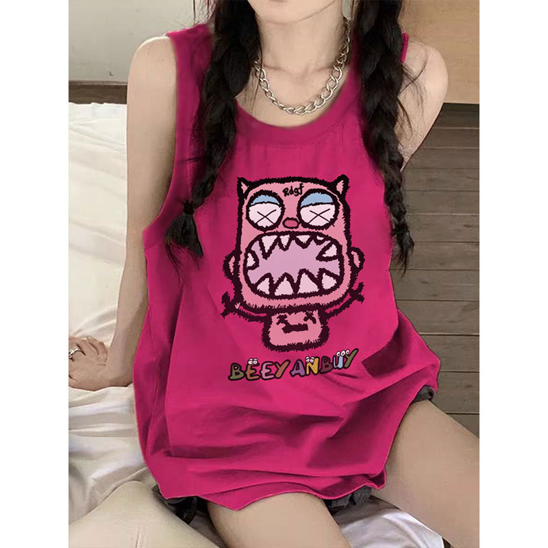 INS大人气 かわいい小さなモンスター ノースリーブトップス