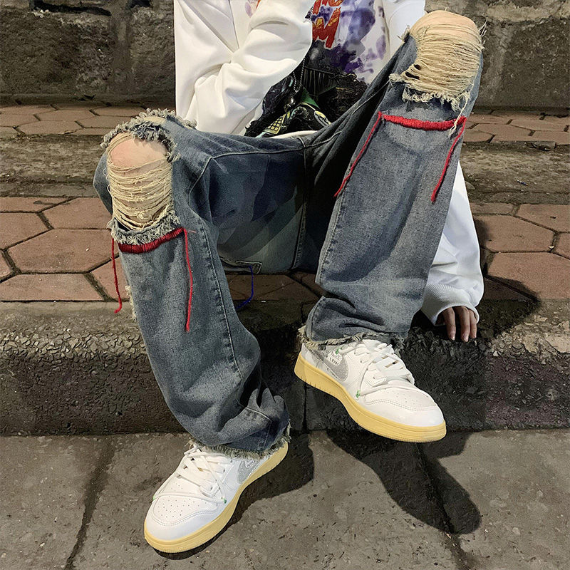 ハイファッションセンス ハイストリートスタイル レッドライン ジーンズ