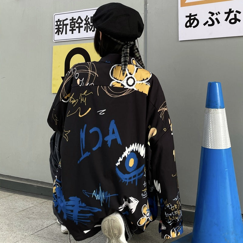 INS落書き風  カジュアル ファッション シャツ