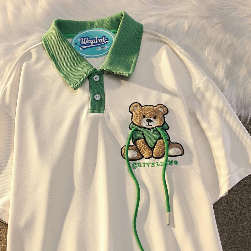 特別にデザインされたかわいいクマ  さわやか可愛い半袖シャツ