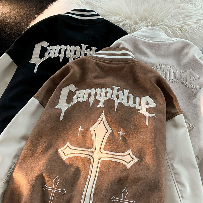 アメリカンスタイル  ハイストリートスタイル 刺繍 クロス 野球コート