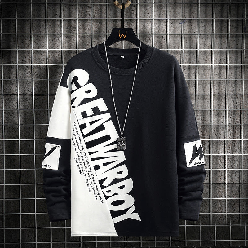 人気爆発 英語プリント 2色のスプライシング パーカー