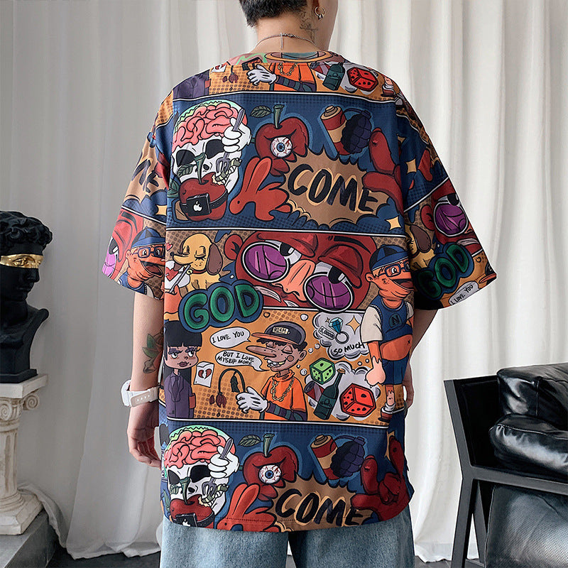 面白い アメリカンスタイル  アニメーション 半袖シャツ