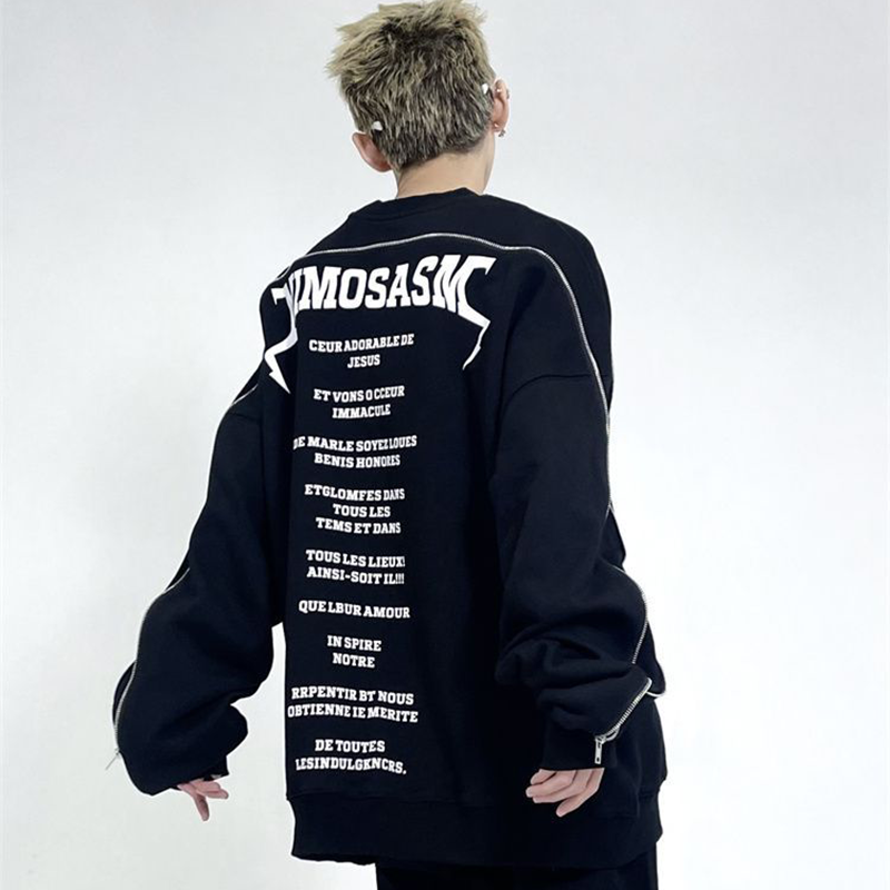 ハイストリートスタイル ユニークなデザイン トレンドブランド フードなしパーカー