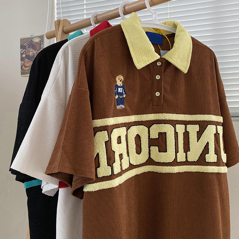 高品質 ワッフル 超人気のクマさん カジュアル 半袖シャツ