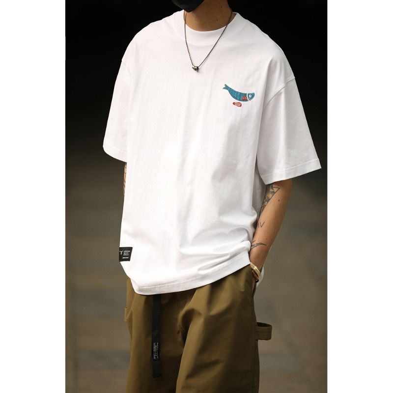 純粋な綿素材 おもしろプリント カジュアル 半袖シャツ